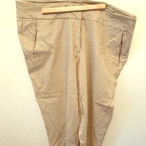 Lane Bryant gold teardrop polka dot stretch khakis